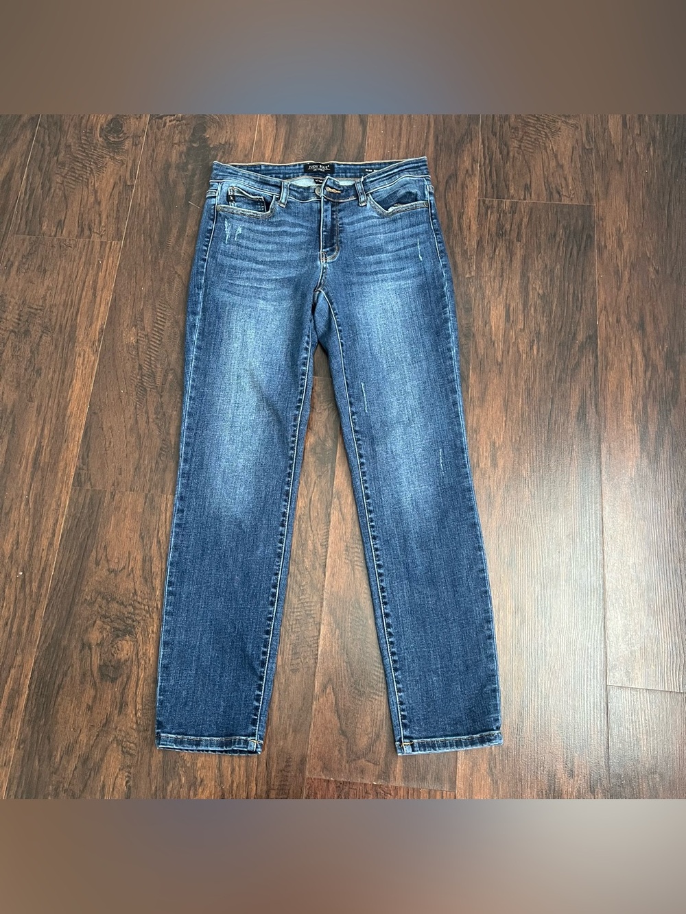 Judy Blue Slim Fit Medium Dark Wash Distressed Stretch Jeans 9/29
